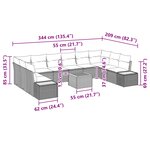 vidaXL Ensemble de canapé de jardin 11 Pièces Noir Poly rotin