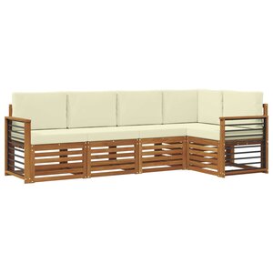 vidaXL Ensemble de canapé d'angle avec coussin 5 Pièces Naturel et Crème