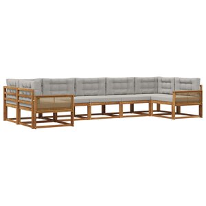 vidaXL Ensemble de canapés d'extérieur 7 pc Naturel et gris clair