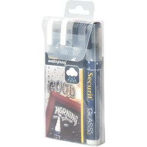 Feutre-craie waterproof medium étui de 4 - 2x noirs 2x blancs securit