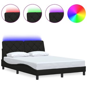vidaXL Cadre de lit avec LED sans matelas noir 120x200 cm tissu