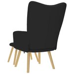 vidaXL Chaise de relaxation avec repose-pied Noir Tissu