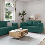 vidaXL Canapé 2 Pièces Vert foncé 219 x 80 x 82 cm tissu