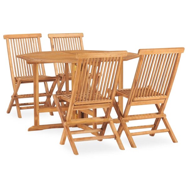 vidaXL Mobilier à dîner d'extérieur pliable 5 Pièces Bois solide de teck