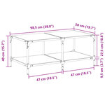 vidaXL Table basse avec dessus en verre transparent 98 5x50x40cm acier