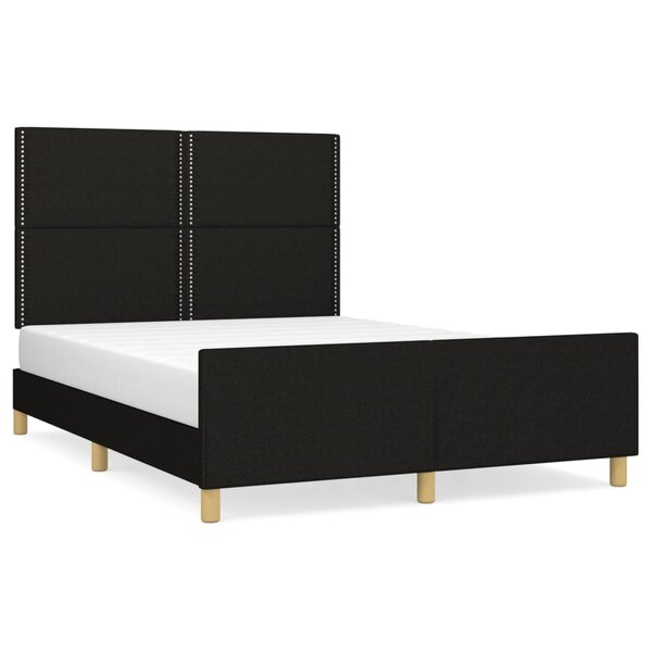 vidaXL Cadre de lit avec tête de lit Noir 140x190 cm Tissu