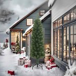 vidaXL Sapin de Noël artificiel mince avec support vert 240 cm PVC