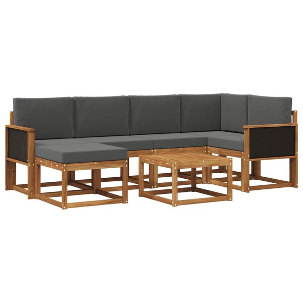vidaXL Ensemble de canapés d'extérieur 7 pc Naturel et Anthracite