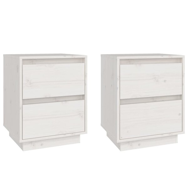 vidaXL Tables de chevet 2 Pièces Blanc 40x35x50 cm Bois de pin solide