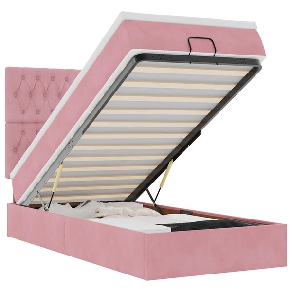 vidaXL Cadre de lit ottoman avec matelas rose 100x200 cm velours