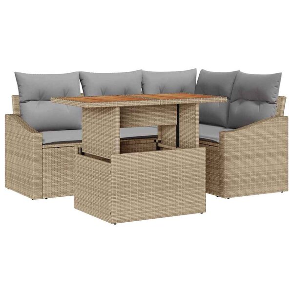 vidaXL Ensemble de salle à manger pour jardin Beige et gris