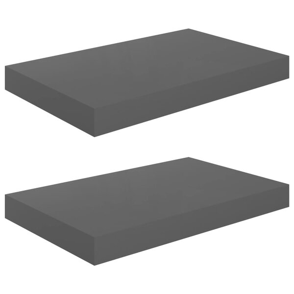 vidaXL Étagère murale flottante 2 Pièces Gris brillant 40x23x3 8 cm MDF