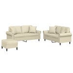 vidaXL Ensemble de canapés 3 Pièces avec coussins crème similicuir