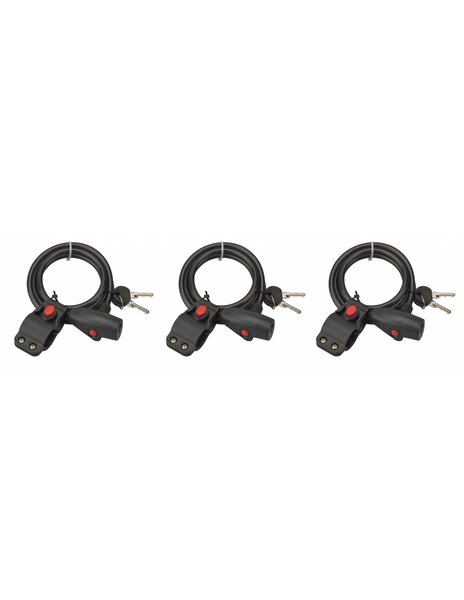 THIRARD - Lot de 3 antivols à clé Twisty  câble acier  vélo  8mmx1.5m  2 clés
