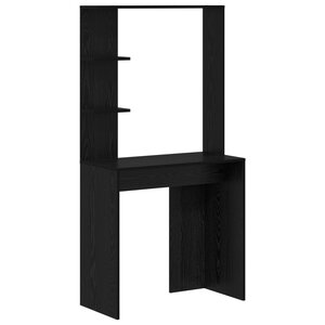 vidaXL Bureau d'ordinateur en chêne noir Chêne noir Bois massif  MDF