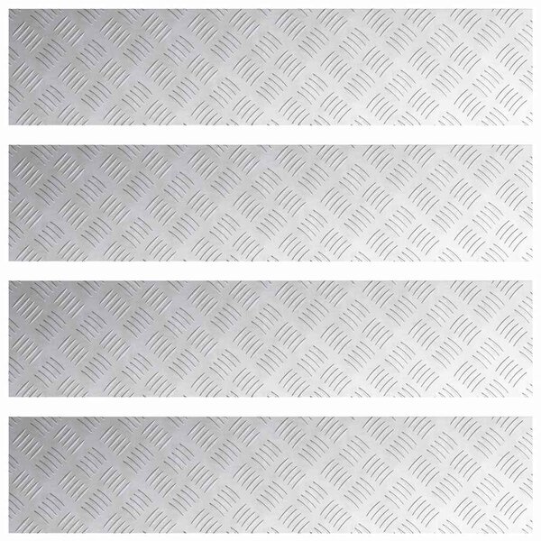 vidaXL Plaques à damier 4 Pièces Argent 90 x 20 cm Aluminium