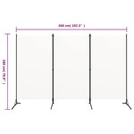 vidaXL Cloison de séparation 3 panneaux Blanc 260x180 cm Tissu