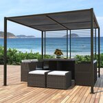 Pergola 4 toiles coulissantes 3x3M - Gris et taupe