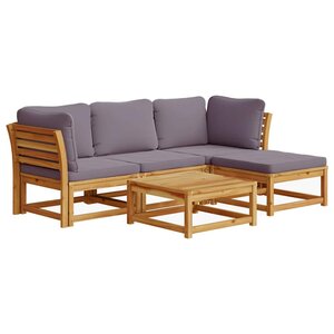 vidaXL Salon de jardin avec coussins 5 Pièces Bois d'acacia solide