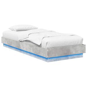 vidaXL Cadre de lit avec LED Gris béton 80 x 200 cm Bois d'ingénierie