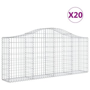 vidaXL Paniers à gabions arqués 20 Pièces 200x30x80/100 cm Fer galvanisé