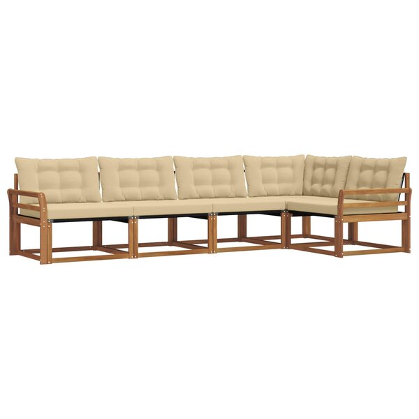 vidaXL Ensemble de canapés d'extérieur 5 Pièces Naturel et Beige