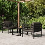 vidaXL Salon de jardin 3 Pièces avec coussins Aluminium Anthracite