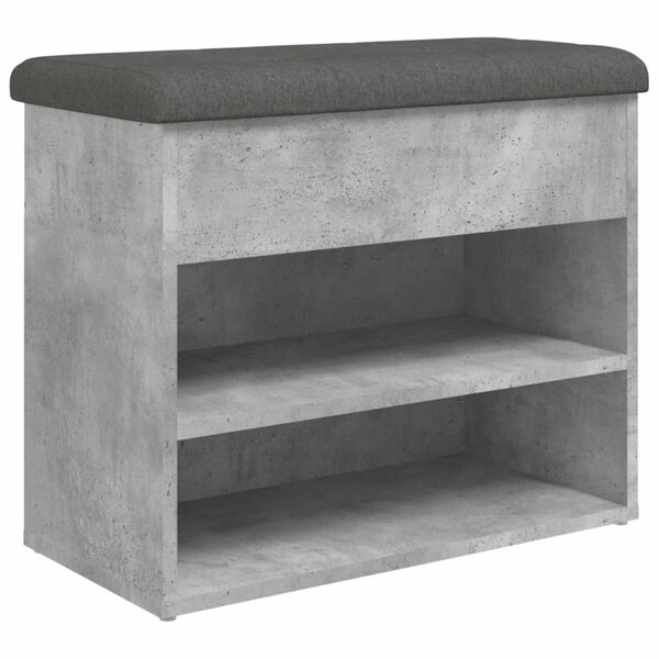 vidaXL Banc à chaussures gris béton 62x32x50 cm bois d'ingénierie