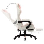 Chaise fauteuil siège pivotante de bureau informatique étude de jeux vidéo et repose-pied Rose et similicuir rose 02_0024224