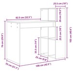 vidaXL Bureau d'écriture Gris Sonoma Bois d'ingénierie  laminate Medium