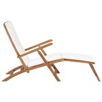 vidaXL Chaise longue avec coussin Blanc crème Bois de teck solide