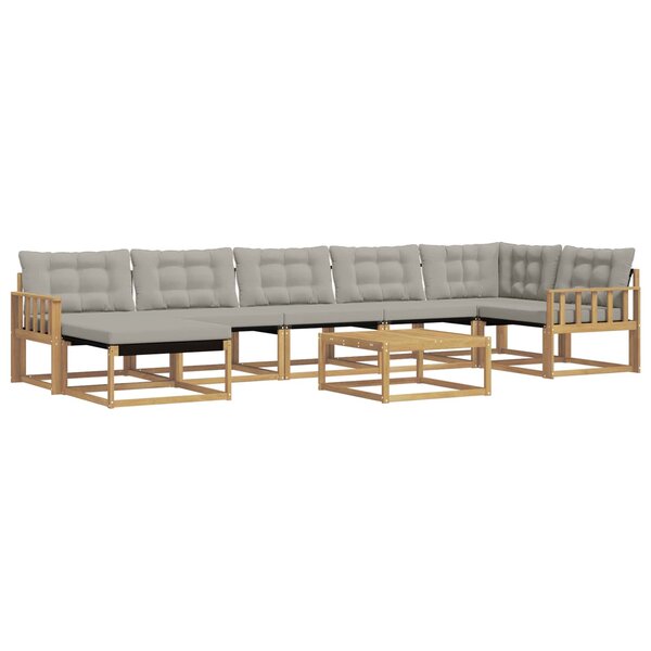 vidaXL Ensemble de canapés d'extérieur 8 Pièces Blanc et gris clair