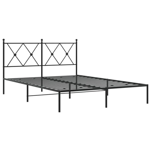 vidaXL Cadre de lit métal avec tête de lit noir 140x190 cm