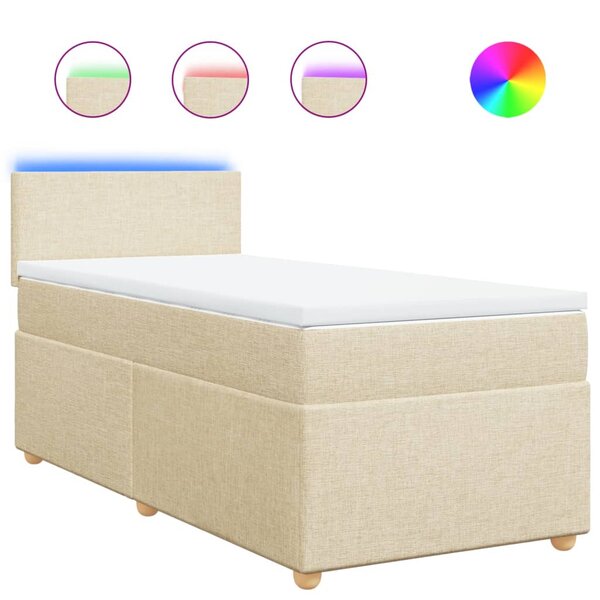 vidaXL Sommier à lattes de lit avec matelas Crème 80x200 cm Tissu