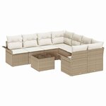 vidaXL Ensemble de canapé de jardin 9 Pièces Beige Poly rotin
