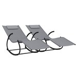 vidaXL Chaises longues à bascule 2 Pièces Gris Acier et textilène