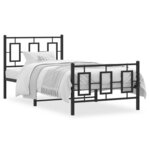 vidaXL Cadre de lit métal sans matelas avec pied de lit noir 90x200 cm