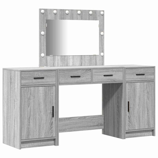 vidaXL Table de Toilette 3 Pièces Gris 40 x 41 x 75 cm Bois d'ingénierie