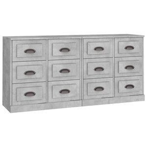 vidaXL Buffets 2 Pièces gris béton bois d'ingénierie