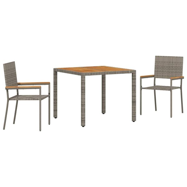 vidaXL Ensemble de salle à manger pour jardin 3 Pièces Gris