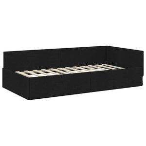 vidaXL Cadre de lit d'angle Noir 90 x 190 cm Tissu et bois reconstitué