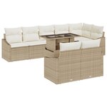 vidaXL Ensemble de Canapé de Jardin 9 Pièces avec Coussins Beige Rotin Poly
