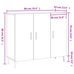 vidaXL Buffet gris béton 90x34x80 cm bois d'ingénierie