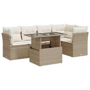 vidaXL Salon de jardin avec coussins 6 Pièces beige résine tressée