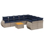 vidaXL Salon de jardin 10 Pièces avec coussins gris résine tressée