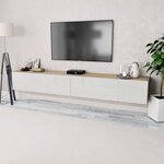 vidaXL Meubles TV 2 Pièces bois d’ingénierie chêne et blanc brillant