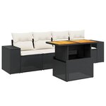 vidaXL Salon de jardin 5 Pièces avec coussins noir résine tressée