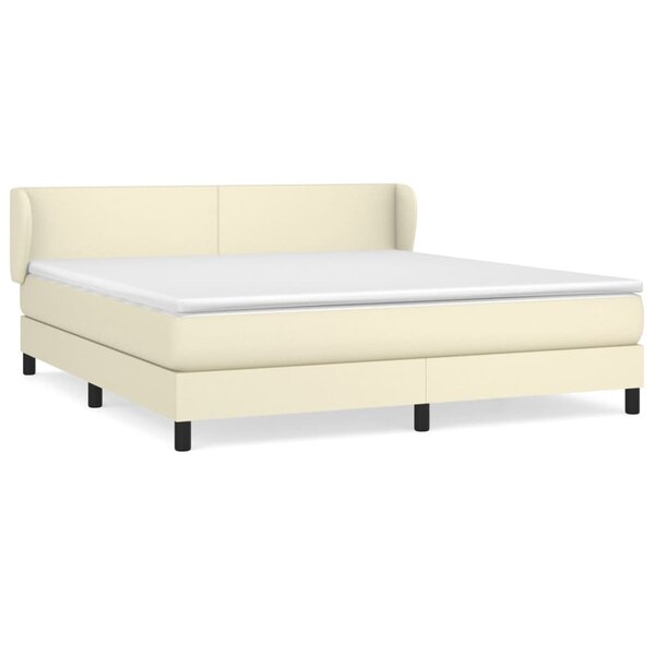 vidaXL Lit à sommier tapissier avec matelas Crème 180x200cm Similicuir