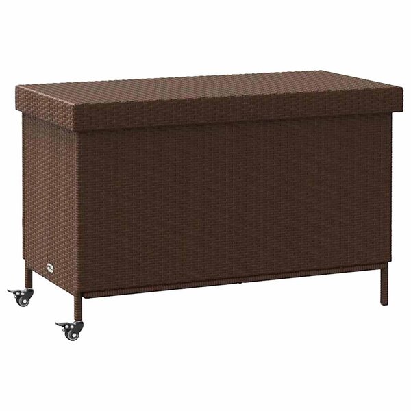 vidaXL Boîte de rangement de jardin et roues marron résine tressée