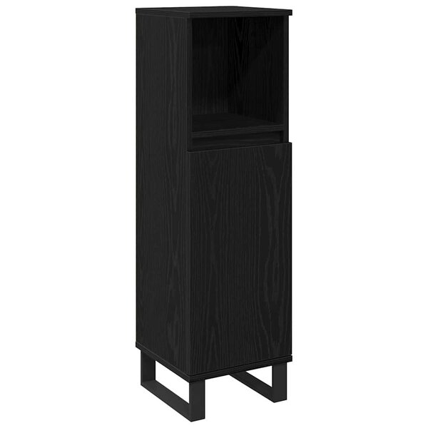 vidaXL Cabinet de salle de bain avec porte Chêne noir 30 x 30 x 100 cm